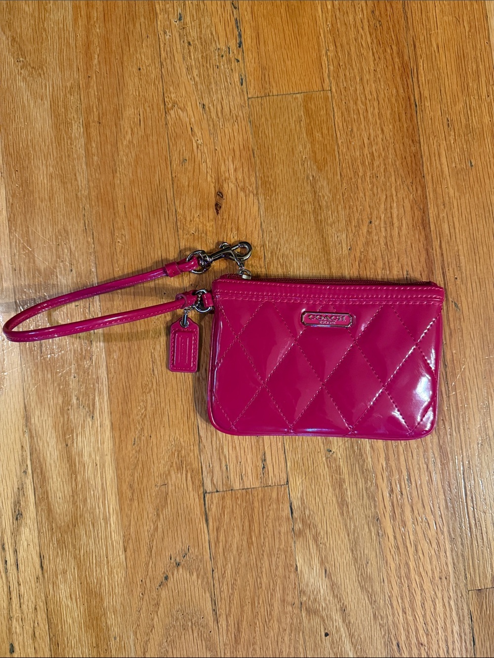 Coach Poppy Patent Quilted Wristlet